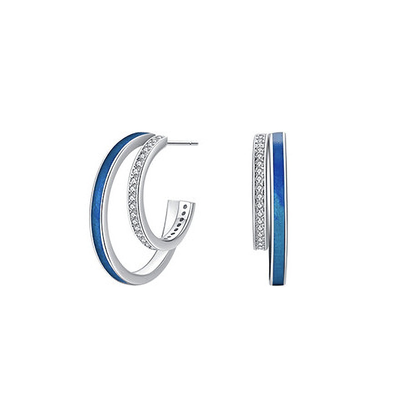 Aros Argollas Dobles Azules