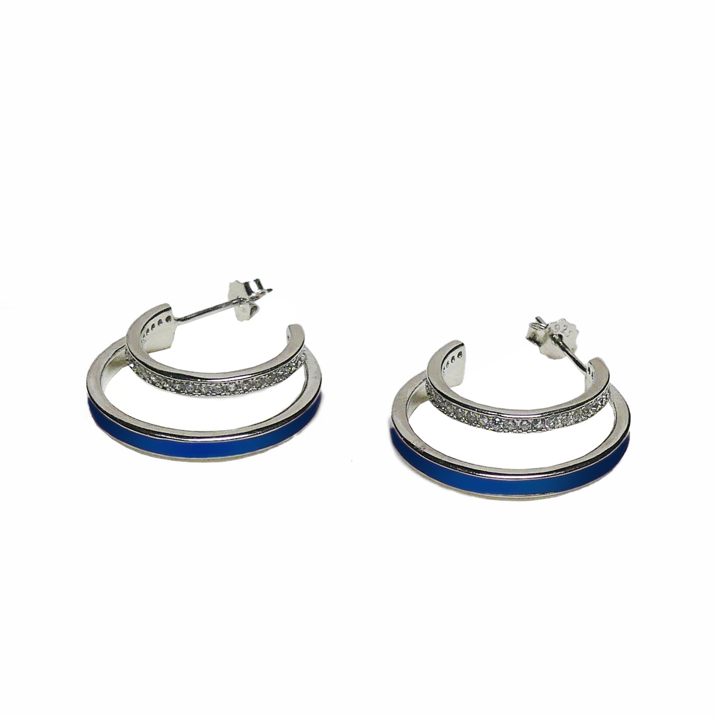Aros Argollas Dobles Azules