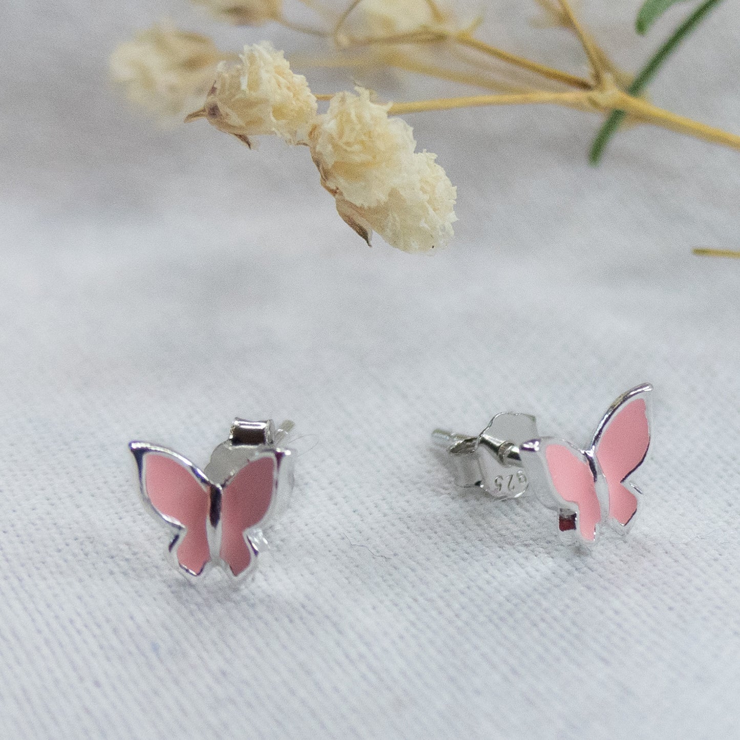 Aros Maripositas Rosadas