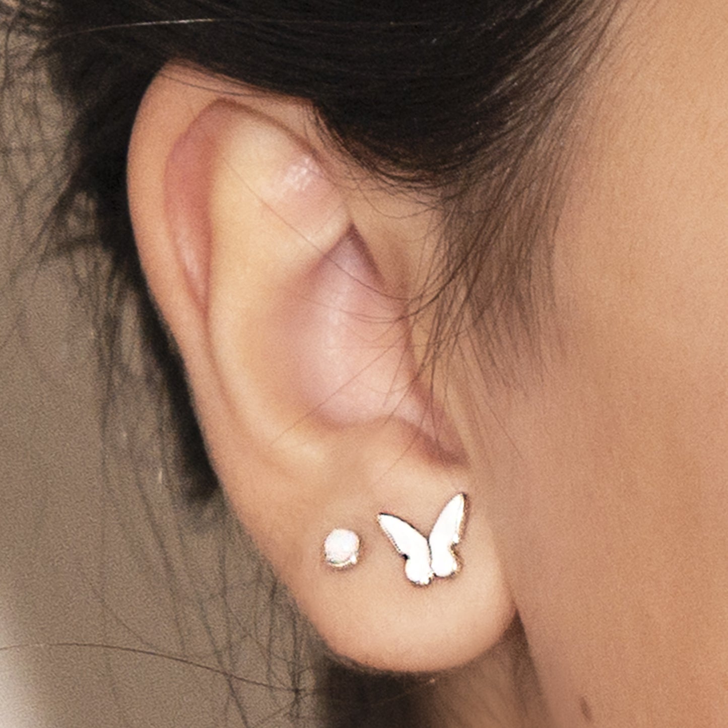 Aros Maripositas Blancas