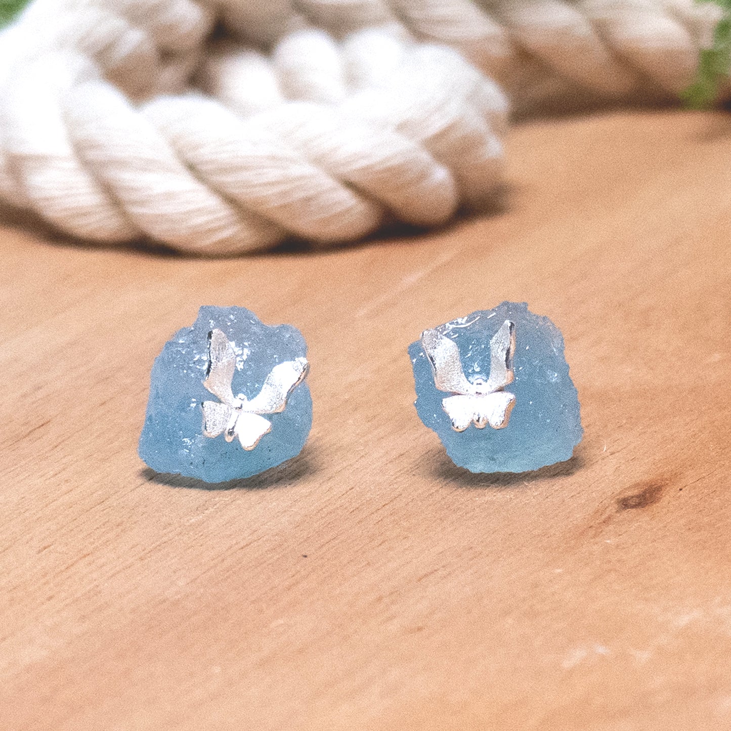 Aros Mariposa en Piedra Azul