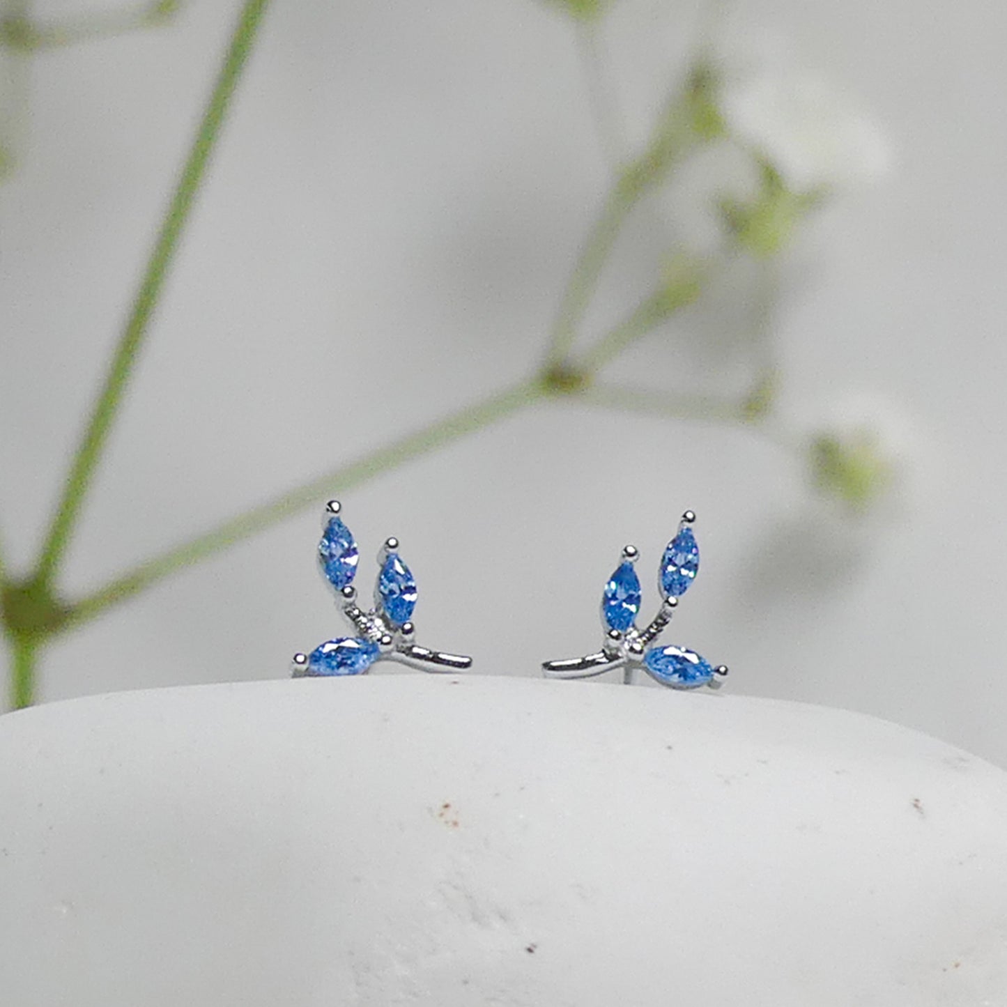 Aros Ramita Circón Azul