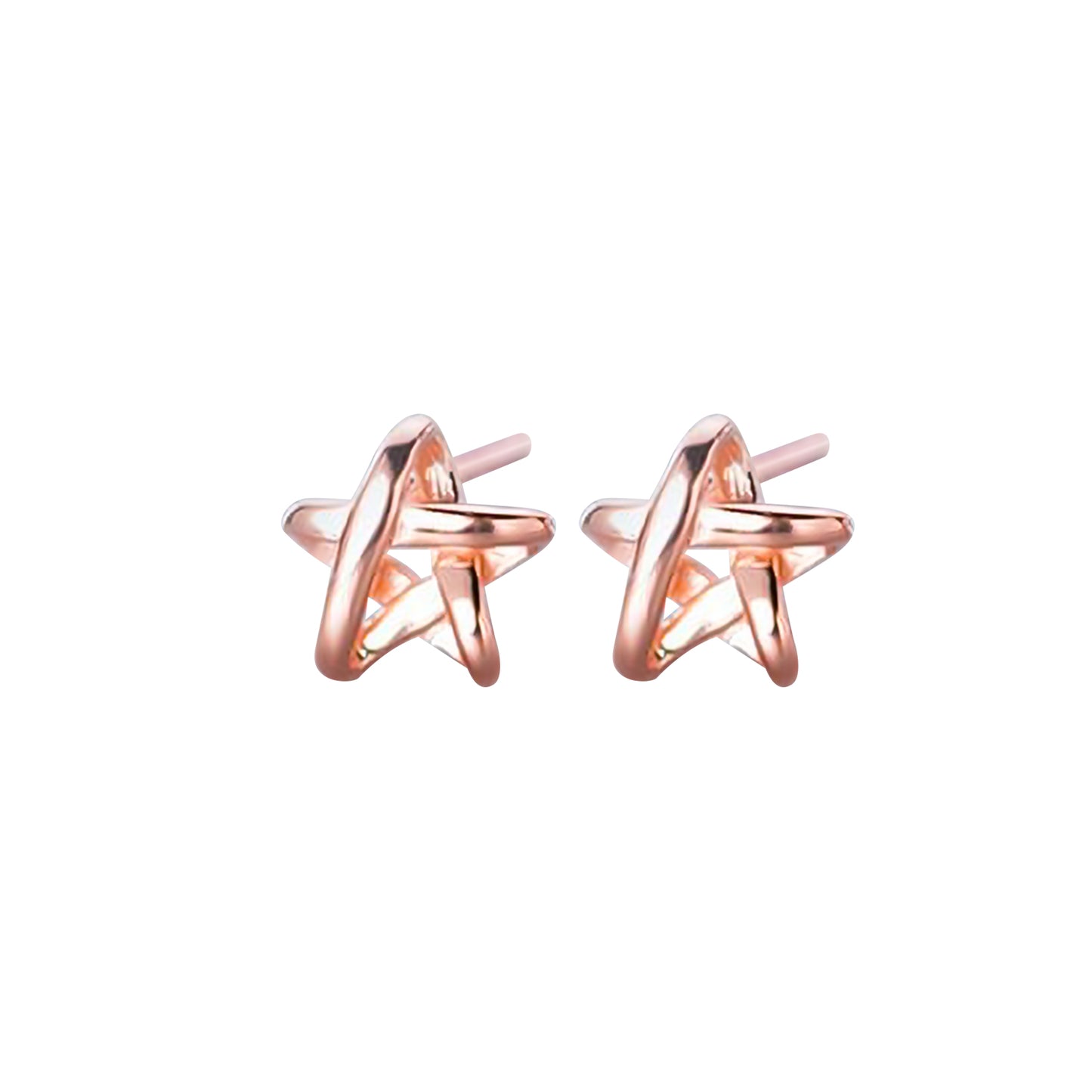 Par de pendientes estrella rose gold sobre fondo blanco
