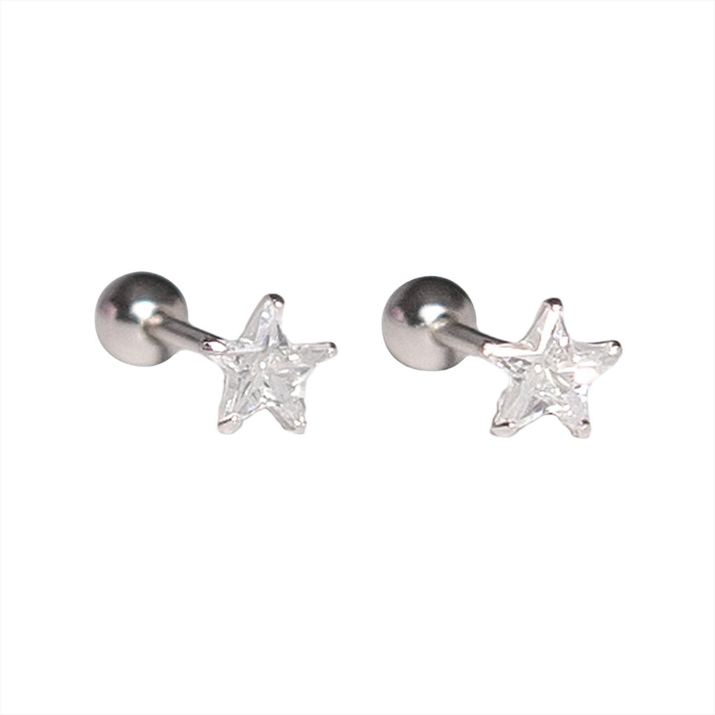 Par de aros estrellas mini sobre fondo blanco