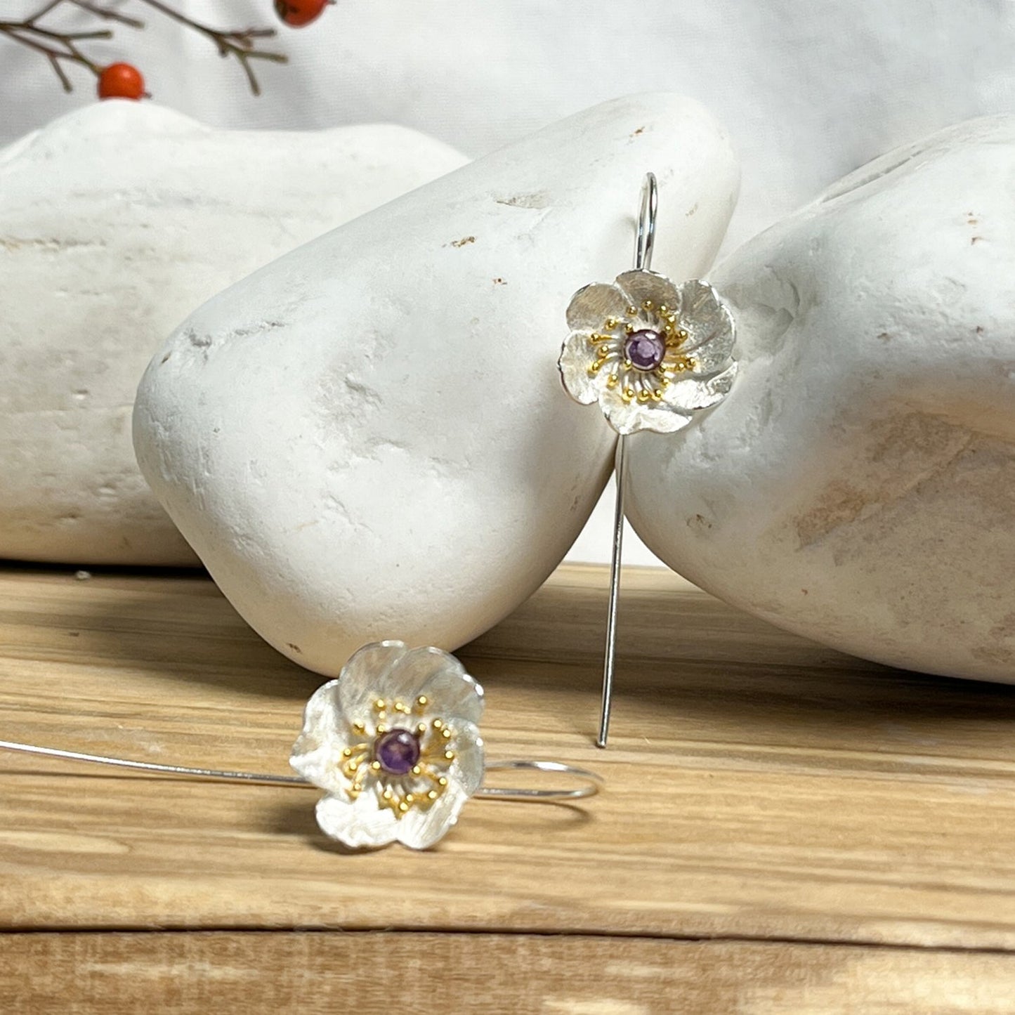 Aros Flores Circón Morado