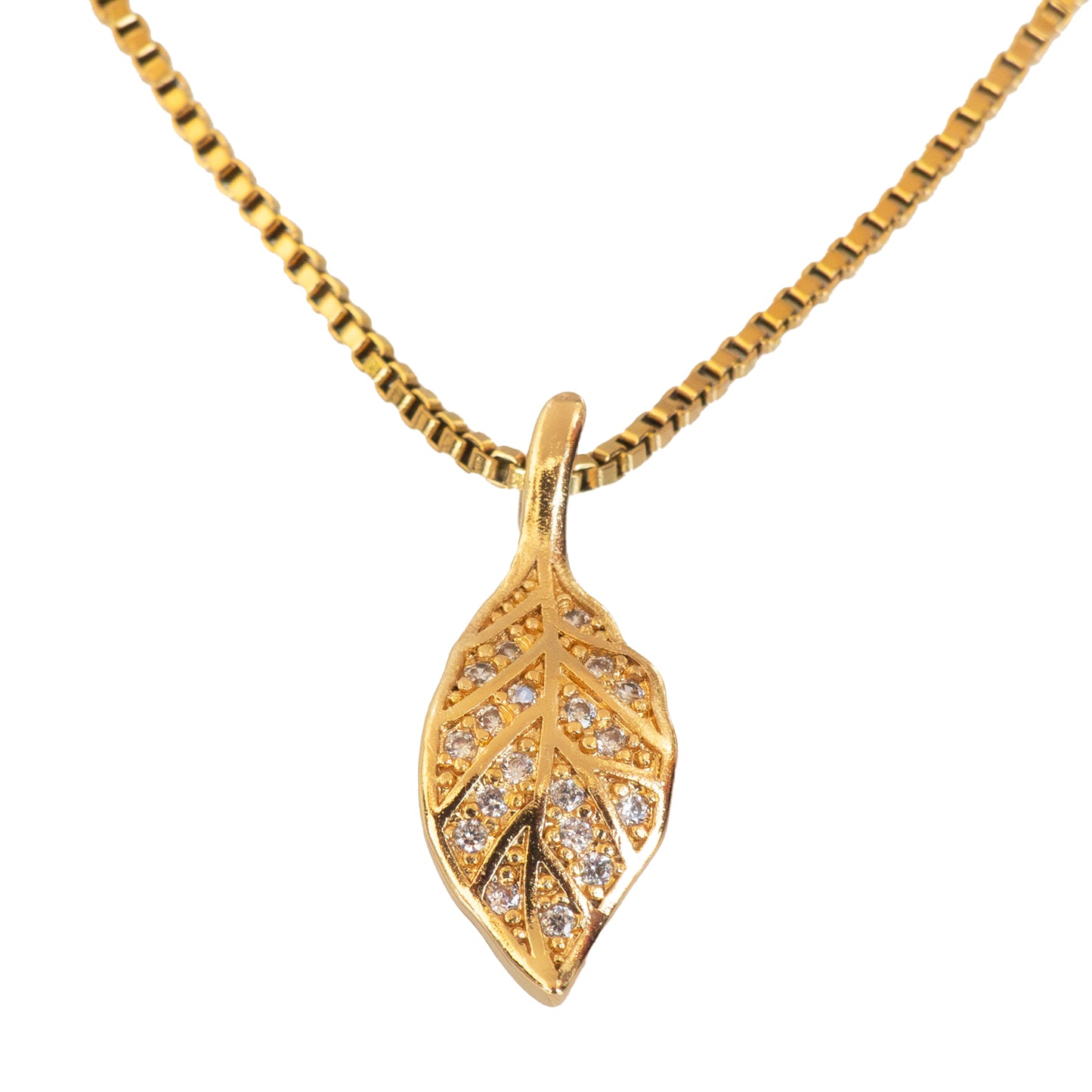Collar Hojita Circón Gold